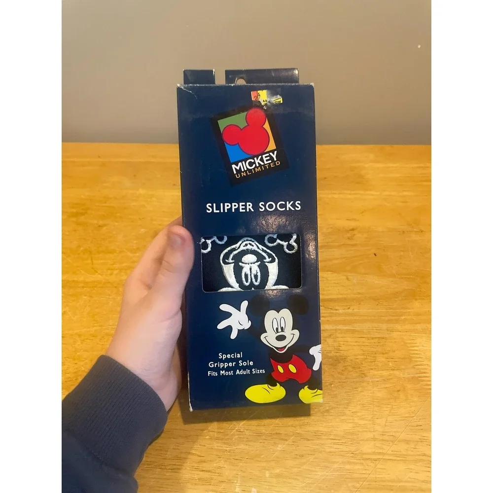 Vintage Mickey Mouse Slipper‎ Socks NIB Dark Blue Navy